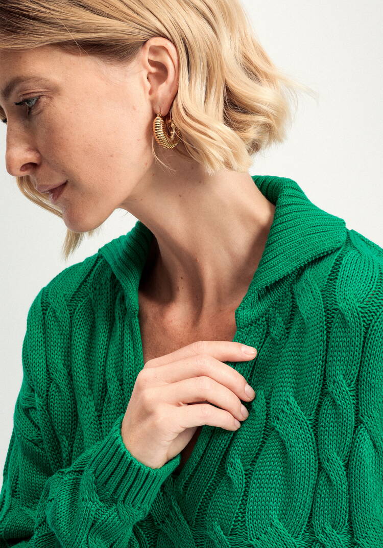 Джемпер с косами и воротником-поло шир.  750, рис. 6