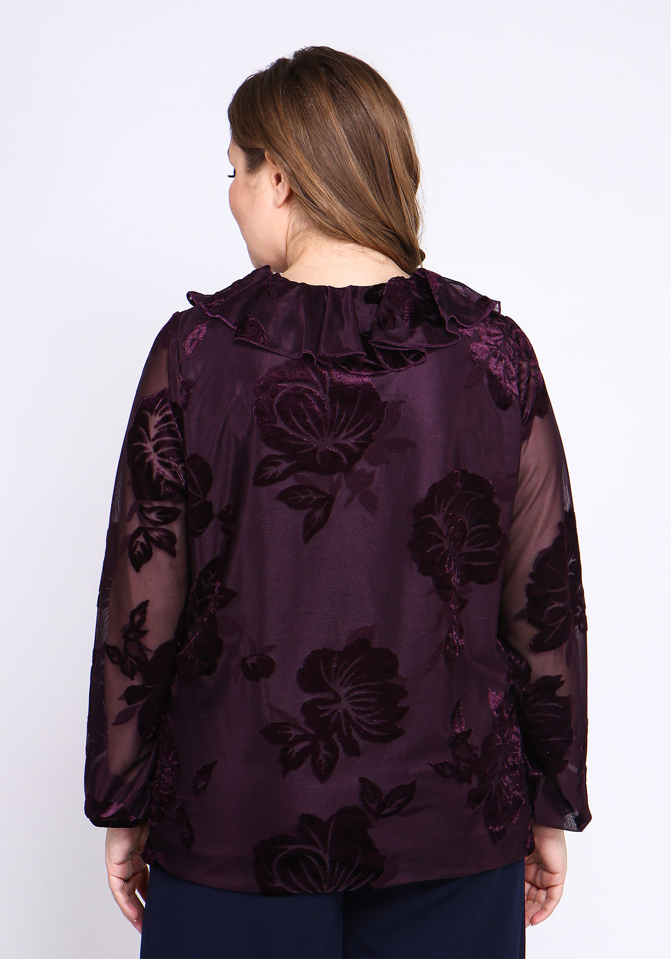 Блуза с воланом "Патриция" Victoria, размер 48, цвет баклажановый - фото 6
