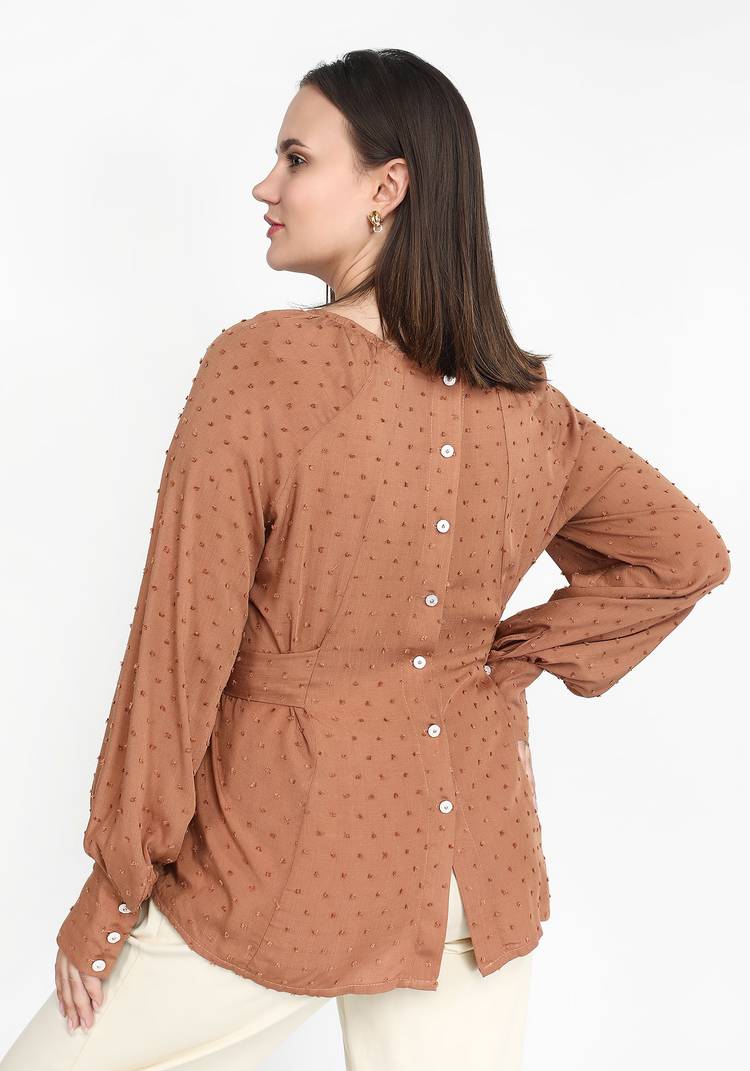 Блуза свободного кроя со сборкой на рукавах шир.  750, рис. 3