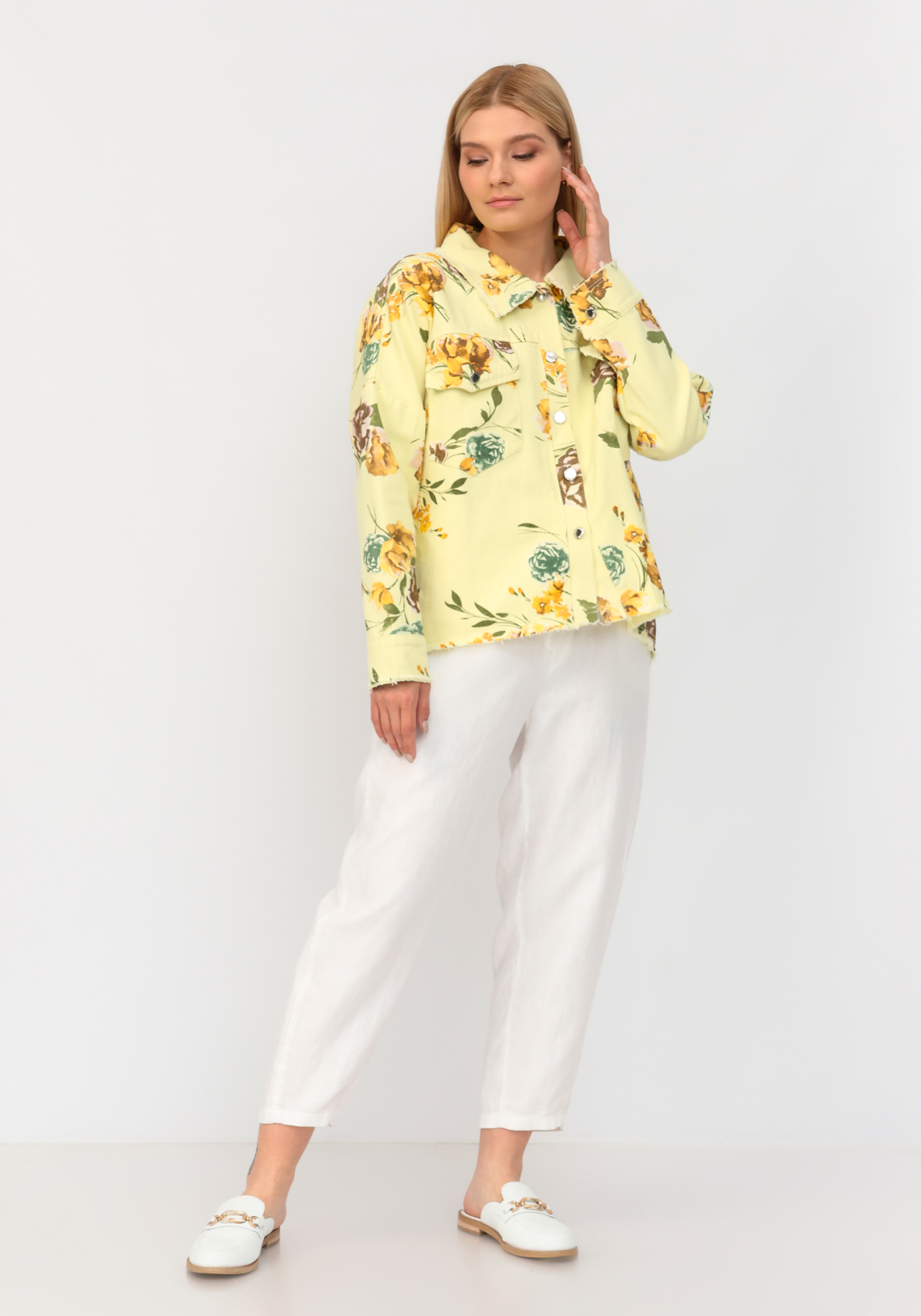 Джинсовая куртка с цветочным принтом No name, размер 48-50 - фото 8