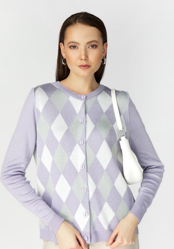 Кардиган с ромбами по полочке и спинке шир.  580, рис. 11