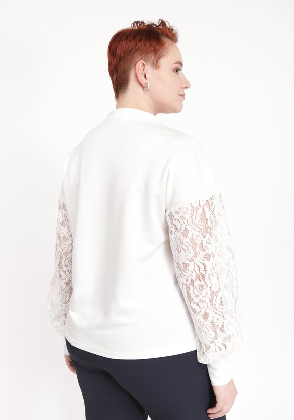 Джемпер с кружевной вставкой на рукавах шир.  580, рис. 2