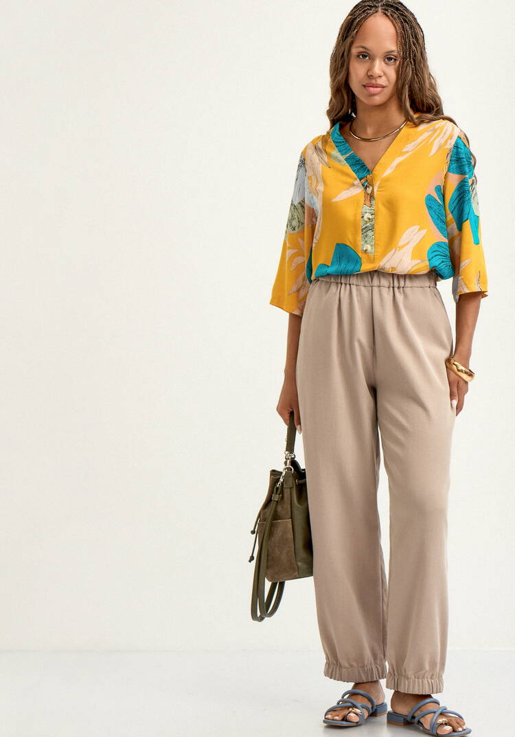 Брюки льняные на резинке по поясу и низу шир.  750, рис. 16