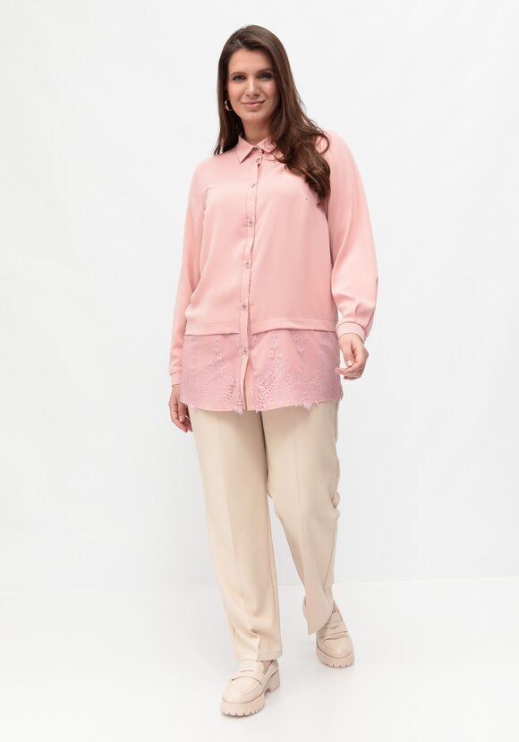 Блуза с ажурным кружевом по низу шир.  580, рис. 9