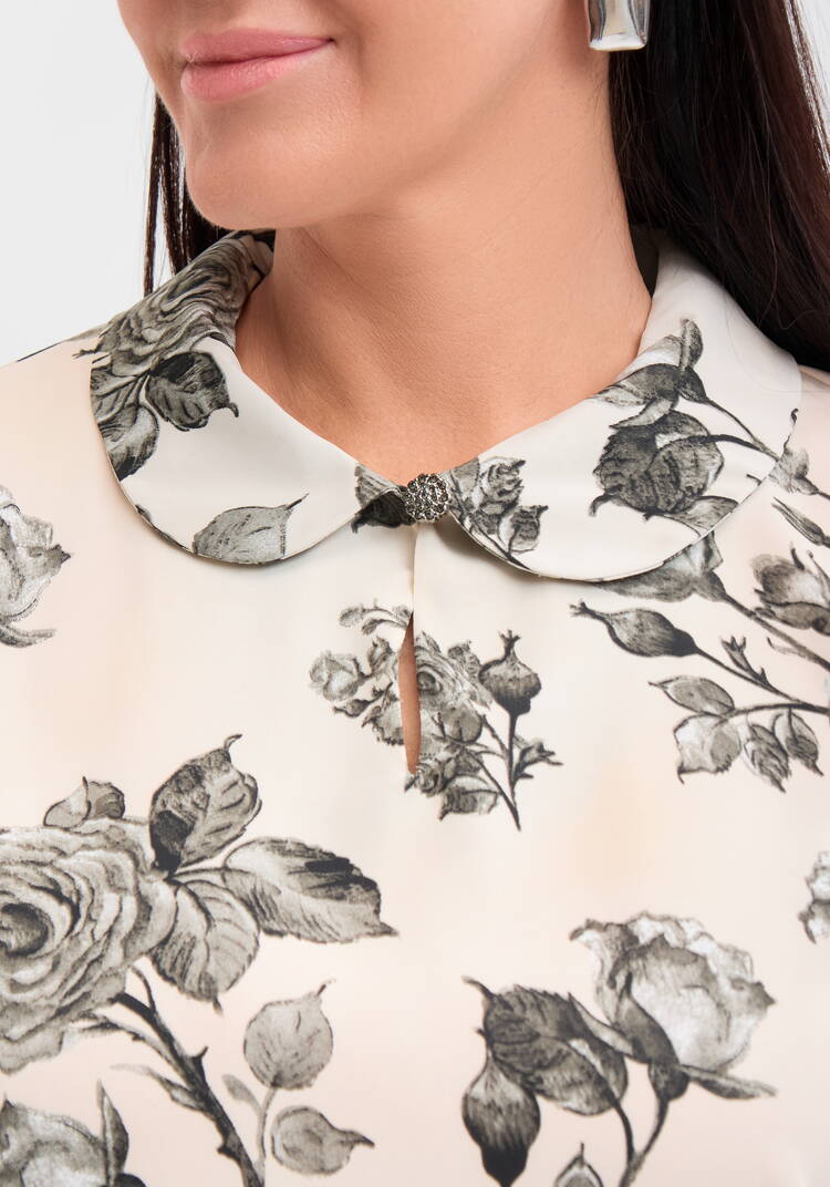 Блуза с кружевом и цветочным принтом шир.  750, рис. 11