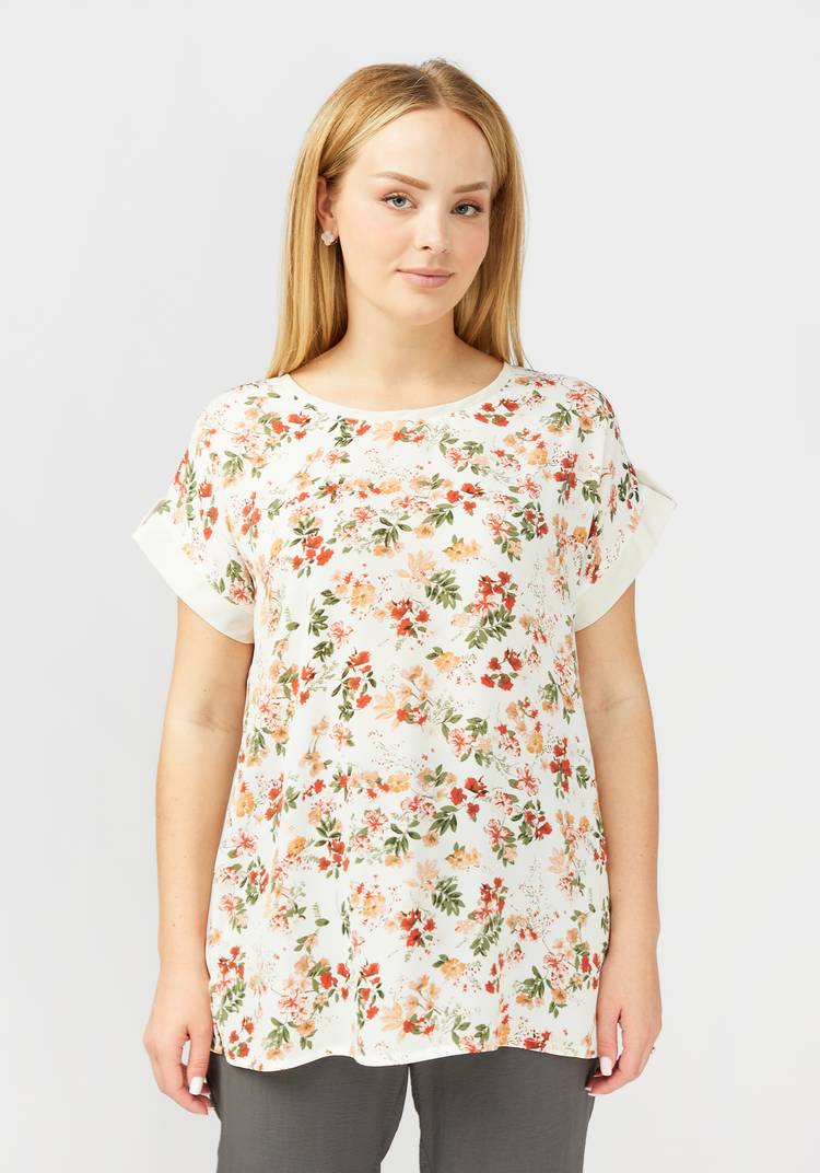 Блуза прямого силуэта с цветочным принтом шир.  750, рис. 19