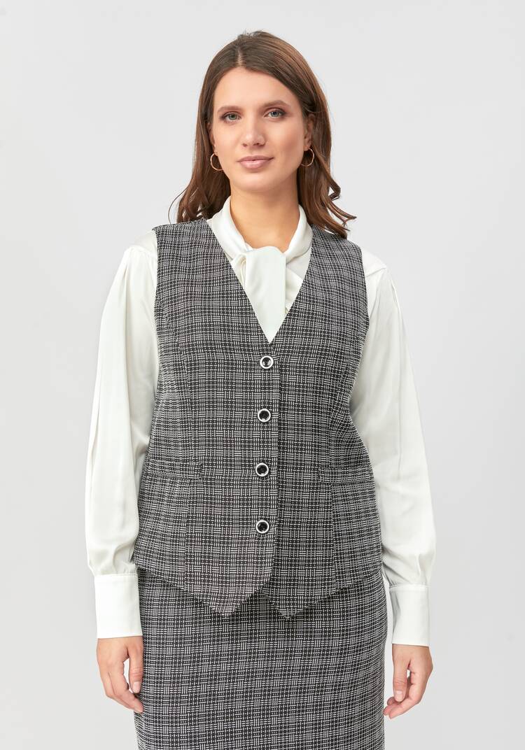 Жилет на пуговицах из фактурной ткани шир.  750, рис. 4