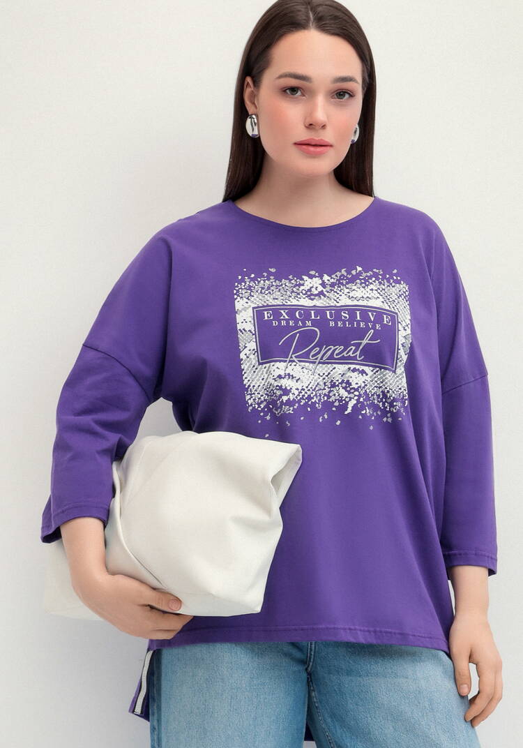 Туника с принтом на груди шир.  750, рис. 50