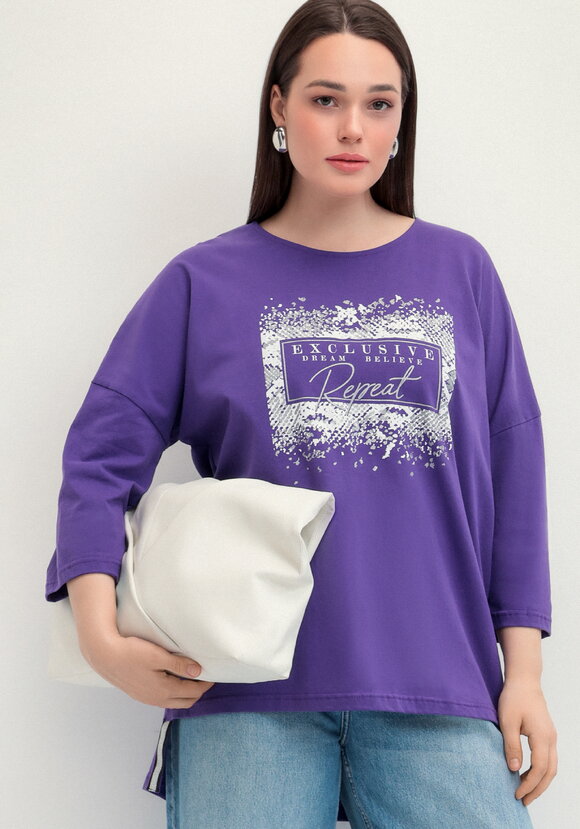 Туника с принтом на груди шир.  580, рис. 50