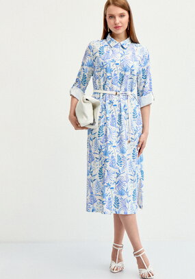 Платье-рубашка изо льна с принтом