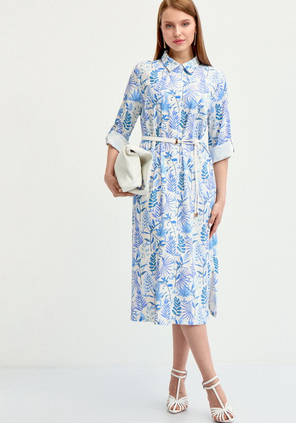 Платье-рубашка изо льна с принтом шир.  580, рис. 9