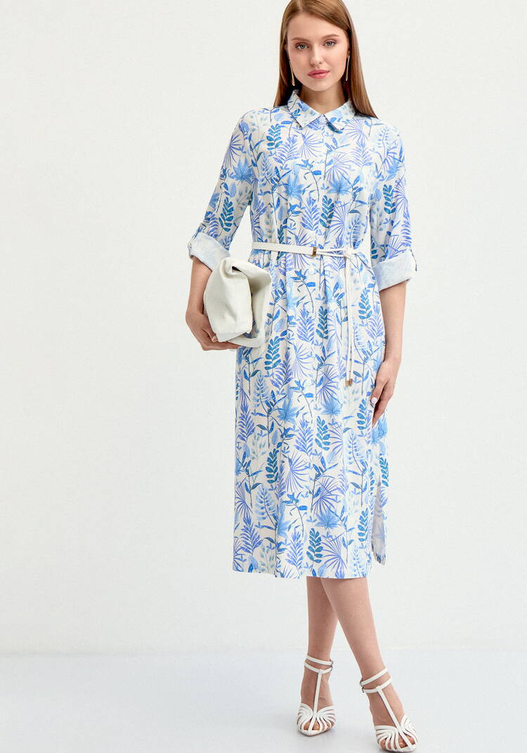 Платье-рубашка изо льна с принтом шир.  750, рис. 9