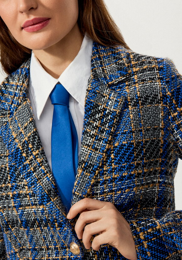 Пиджак из твида в клетку на подкладе шир.  580, рис. 24