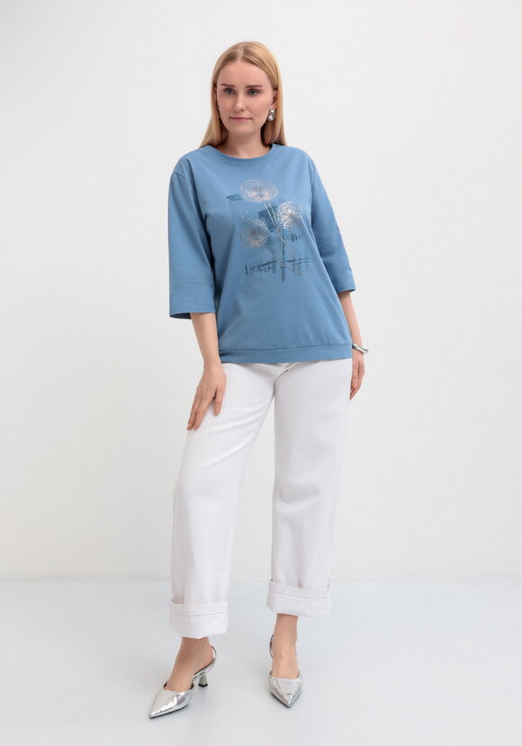 Блуза с длинным рукавом и цветочным рисунком шир.  580, рис. 28