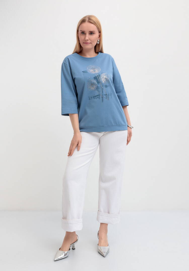 Блуза с длинным рукавом и цветочным рисунком шир.  750, рис. 28