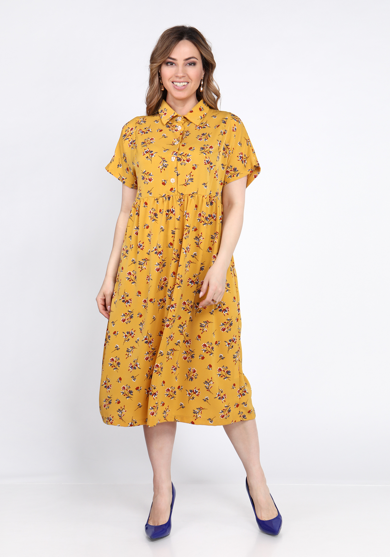 Платье длины миди Bianka Modeno, размер 48, цвет горчичный - фото 1