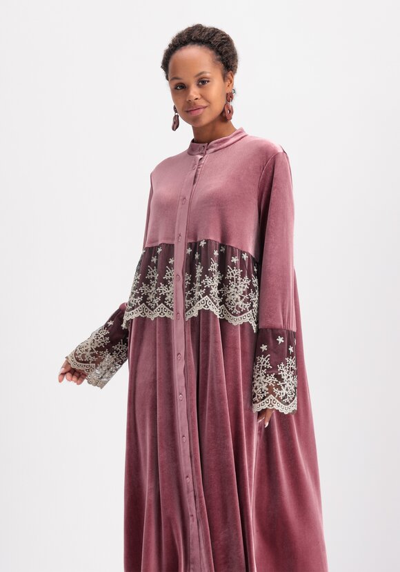 Платье бархатное с кружевом по кокетке шир.  580, рис. 2