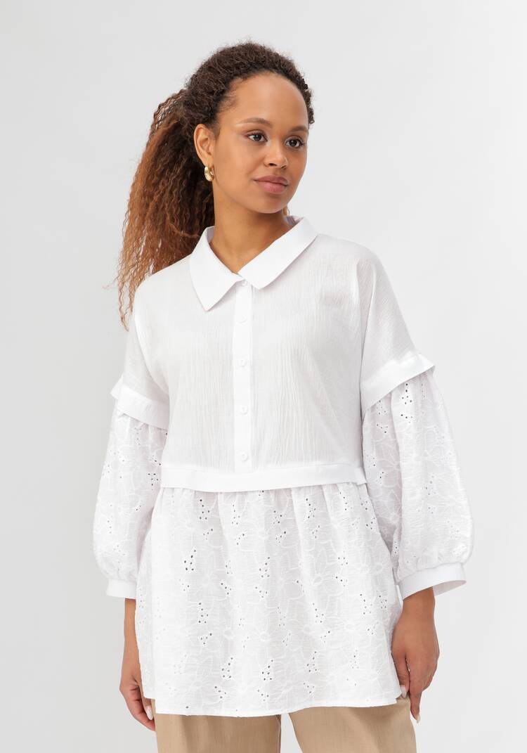 Блуза ажурная с отрезной кокеткой шир.  750, рис. 1