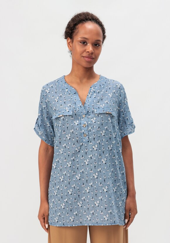 Блуза с цветочным принтом Офелия шир.  580, рис. 15