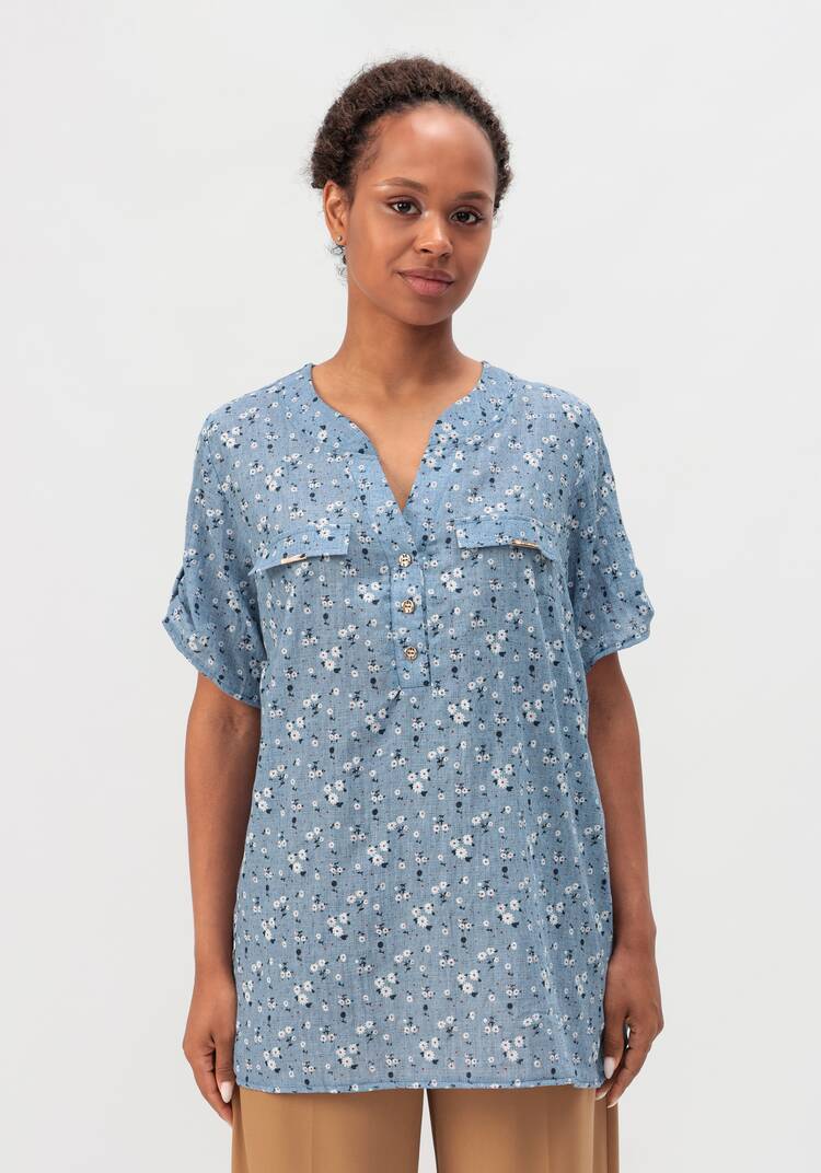 Блуза с цветочным принтом Офелия шир.  750, рис. 15