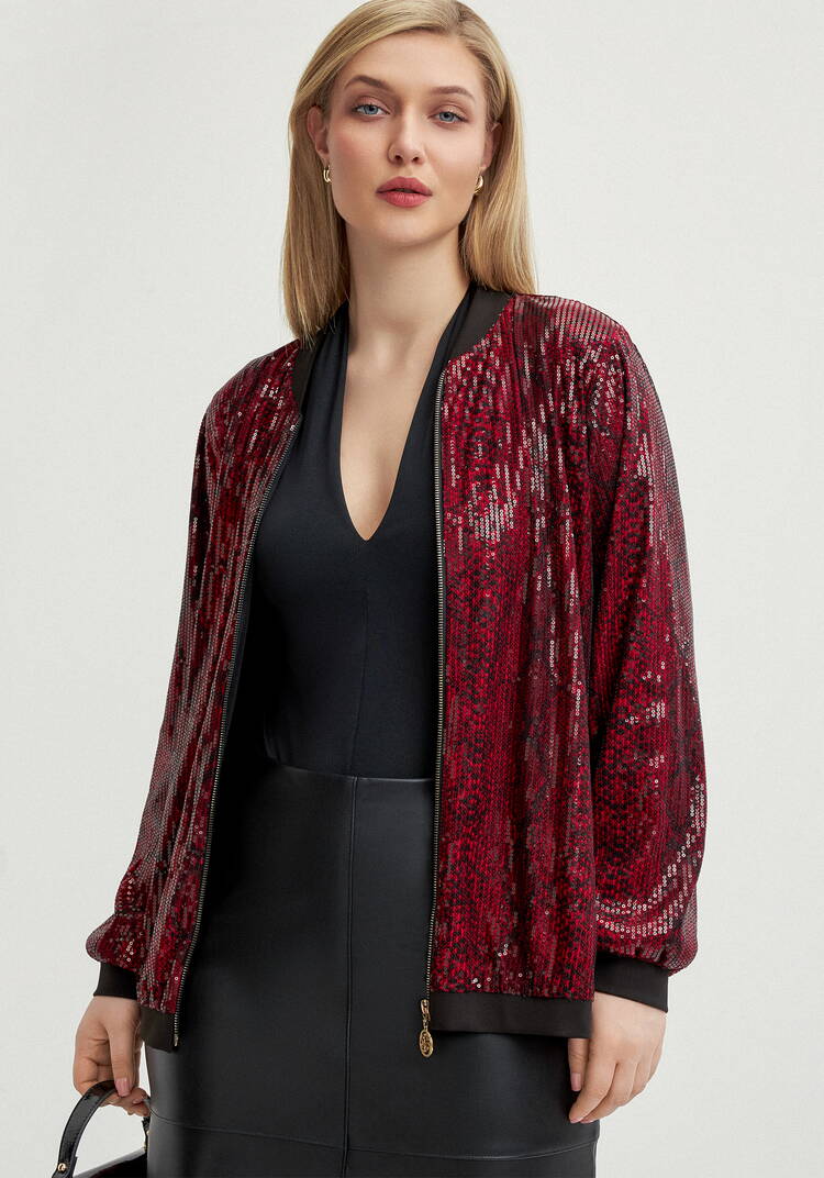 Бомбер с пайетками на подкладке шир.  750, рис. 27