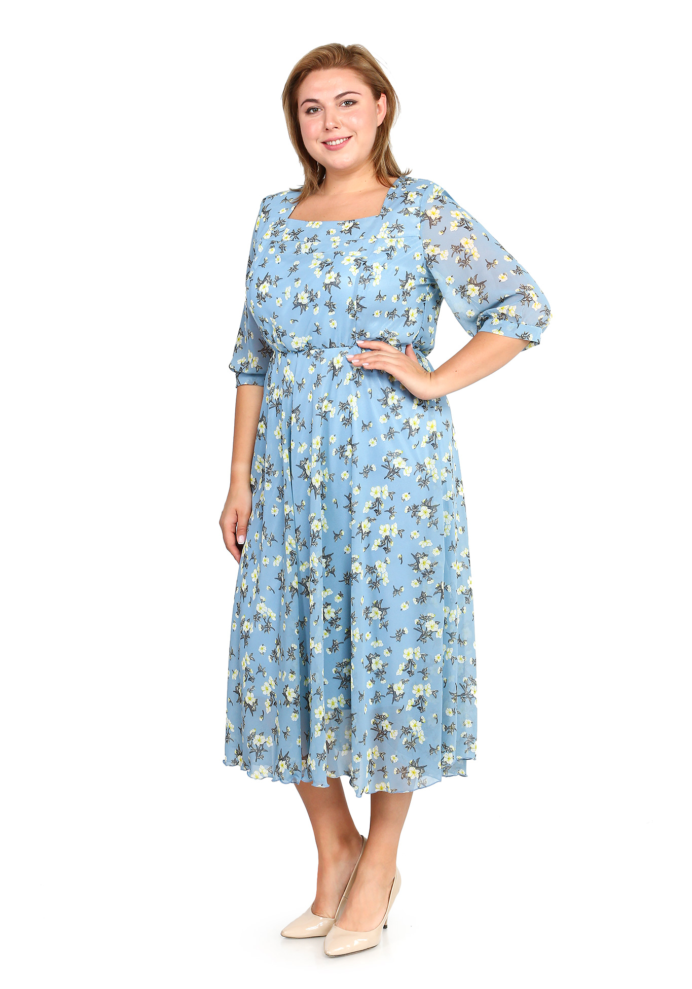 Платье Солнечное Настроение Bianka Modeno, цвет голубой, размер 45 - фото 3