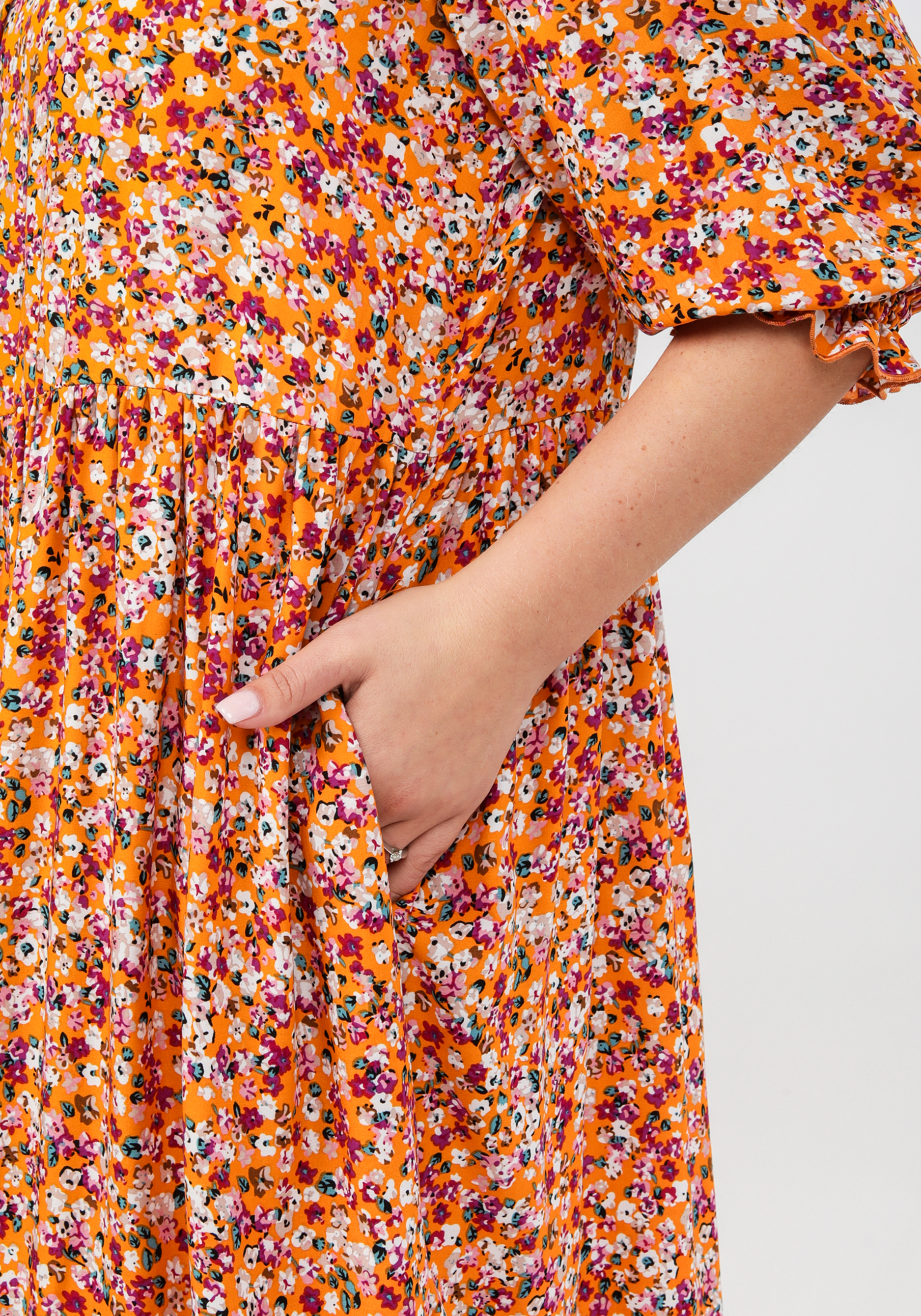 Платье свободного кроя расклешенное к низу Frida, цвет оранжевый, размер 60 - фото 4