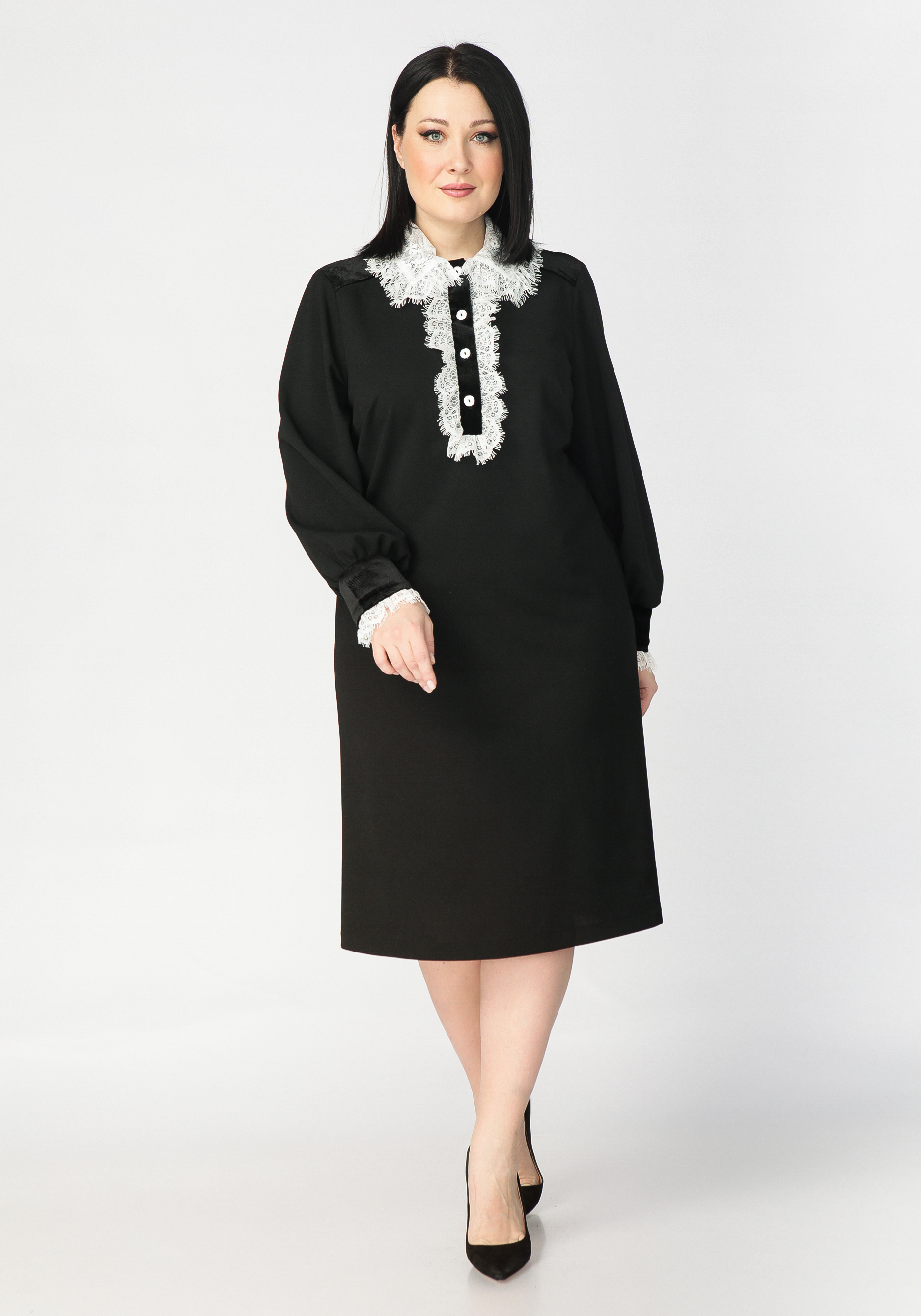 Платье с ажурным воротником Mio Imperatrice, цвет черный, размер 60 - фото 3