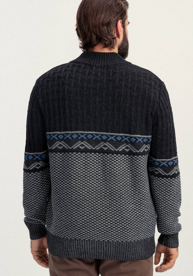 Джемпер с разными типами вязки шир.  750, рис. 16