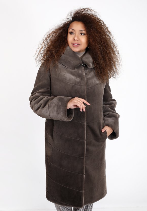 Шуба из эко норки с капюшоном шир.  580, рис. 2