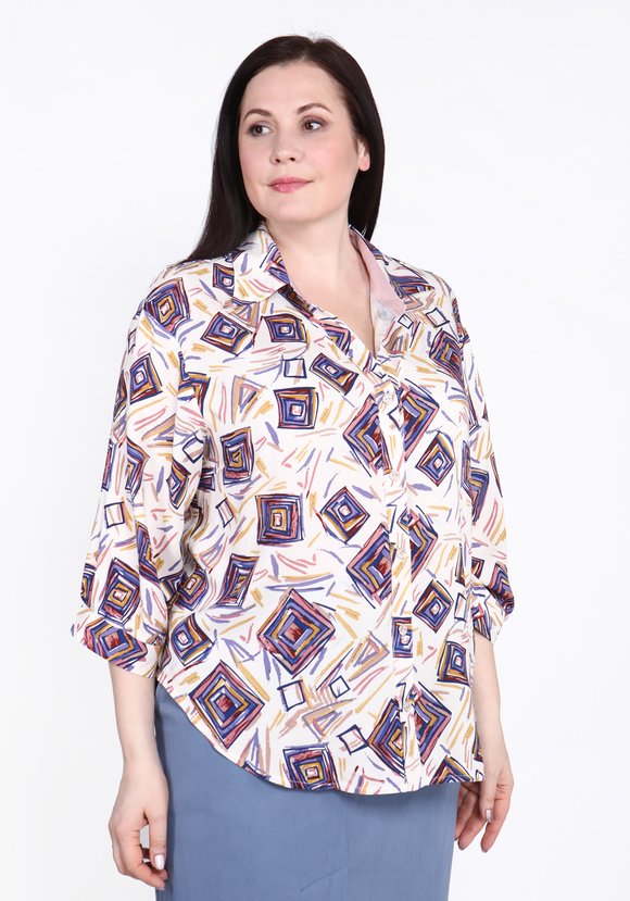 Блуза свободного кроя с принтом РОМБЫ шир.  580, рис. 7
