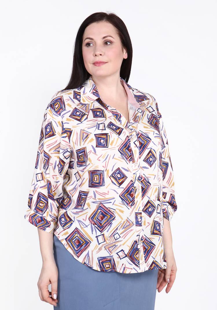 Блуза свободного кроя с принтом РОМБЫ шир.  750, рис. 7