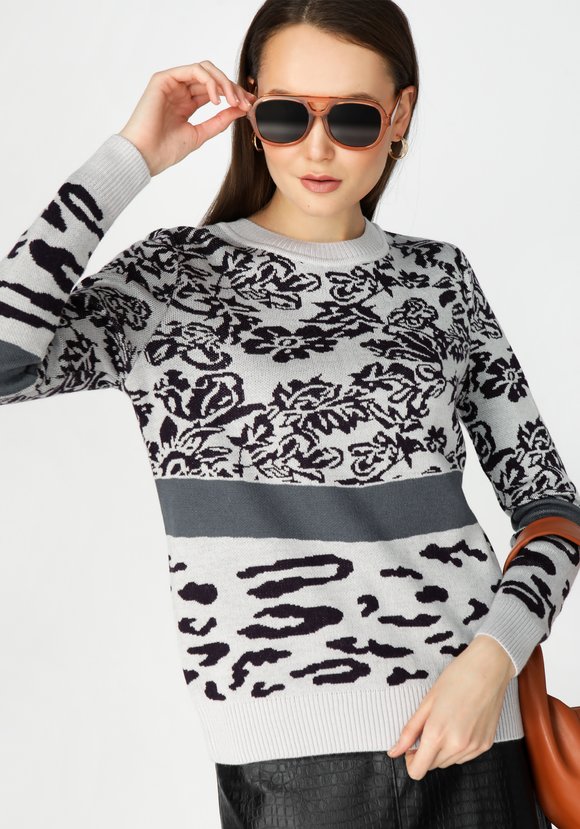 Джемпер женский с цветочным принтом шир.  580, рис. 9