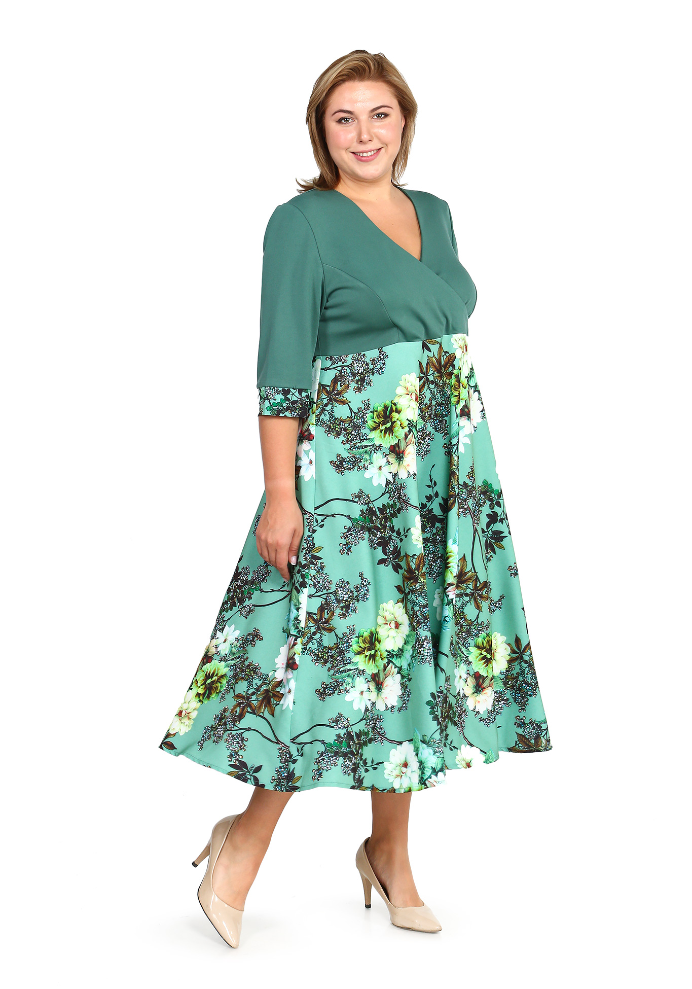 Платье "Дивный сад" Bianka Modeno, размер 50, цвет салатовый - фото 4