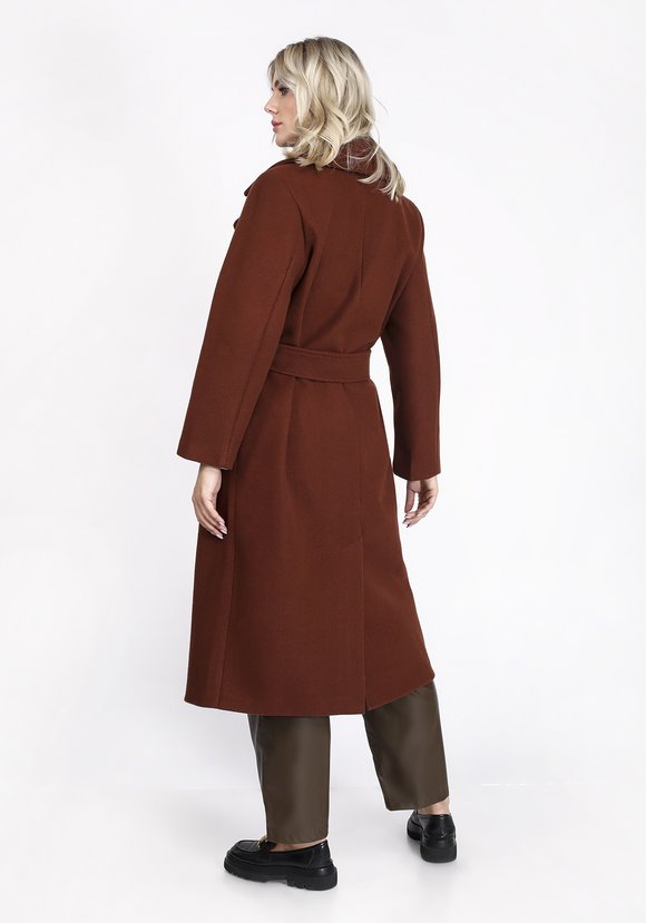 Пальто с поясом и английским воротником шир.  580, рис. 17