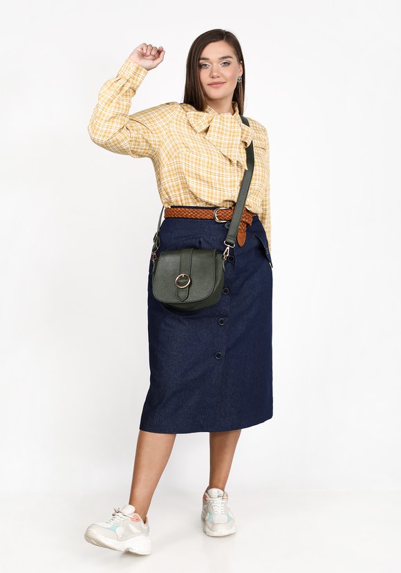 Блуза в клетку с бантом шир.  580, рис. 1