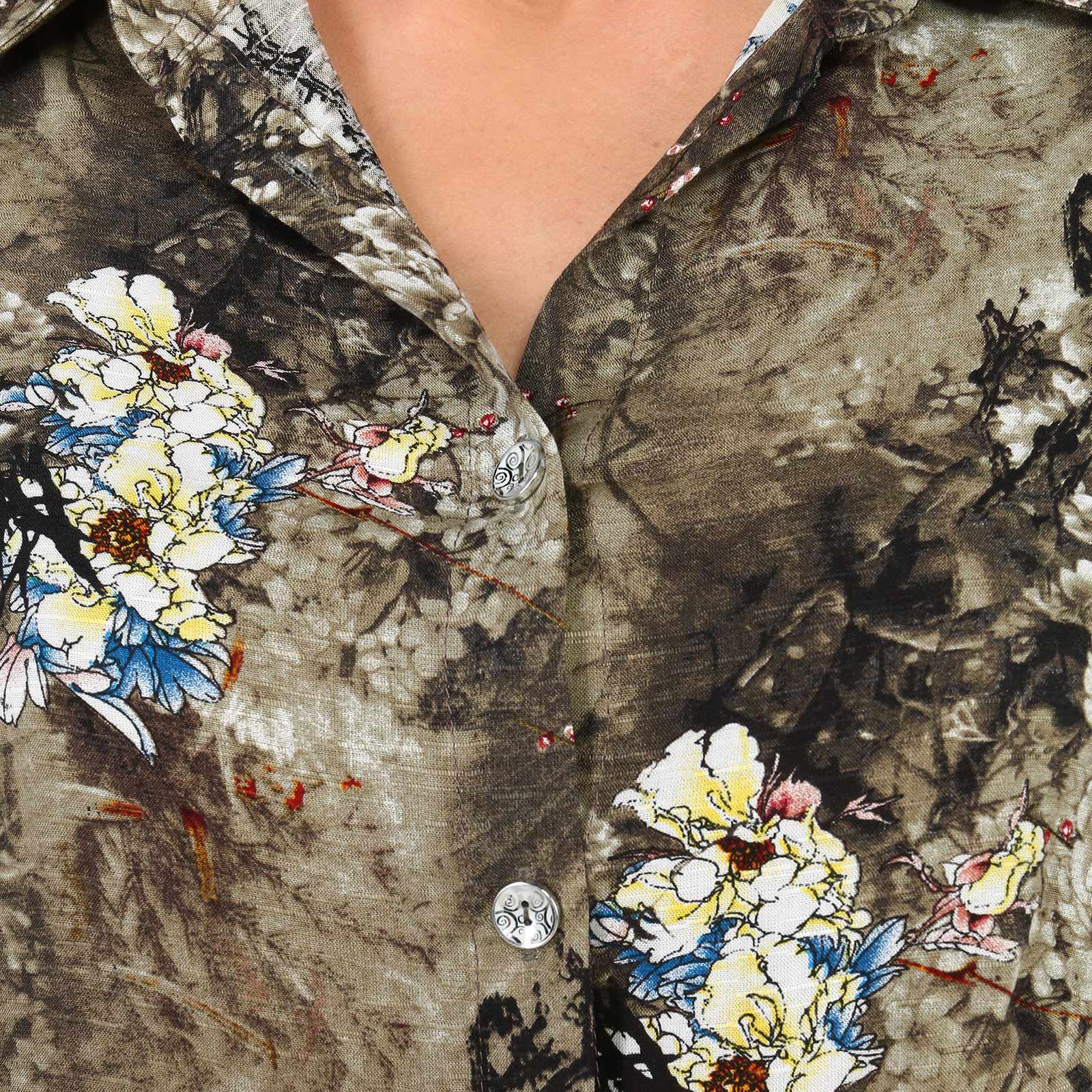 Блуза с принтом на пуговицах Bianka Modeno, размер 50, цвет сиреневый - фото 6