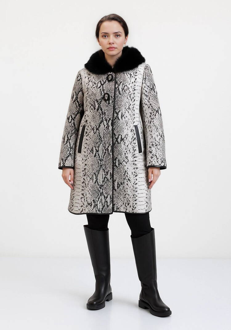 Дубленка с анималистичным принтом шир.  750, рис. 4