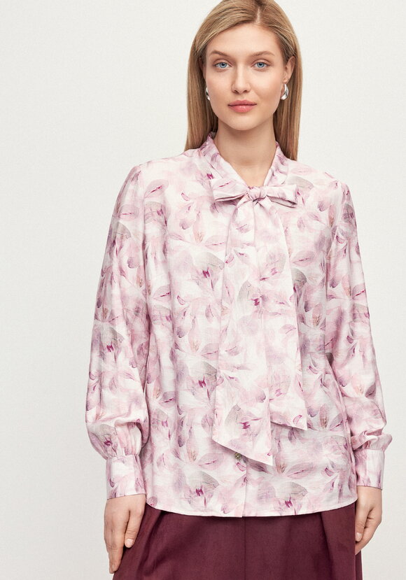 Блуза с бантом по вороту Эмма шир.  580, рис. 12