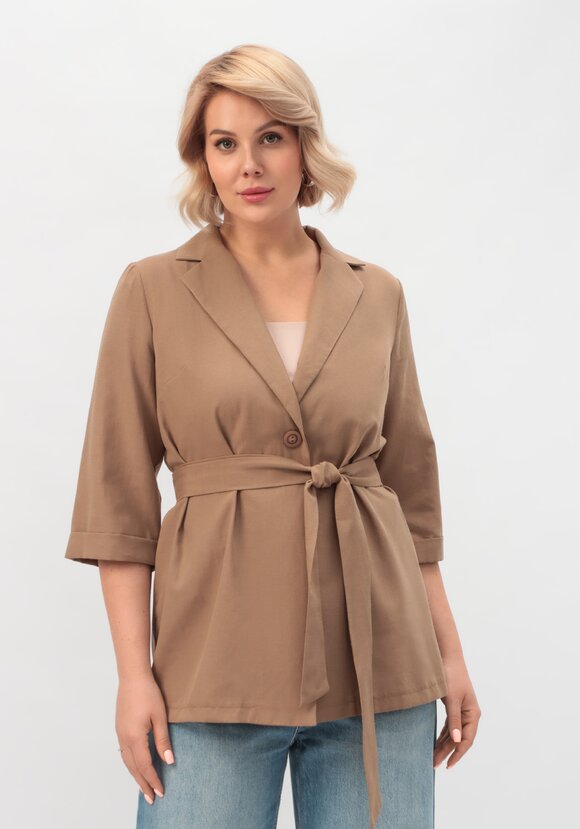 Пиджак с поясом из льна и хлопка шир.  580, рис. 4