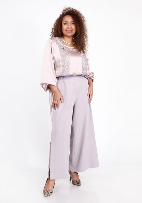 Брюки с атласными вставками и разрезами шир.  580, рис. 3