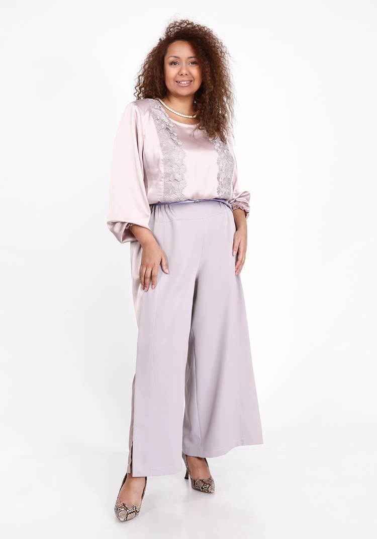 Брюки с атласными вставками и разрезами шир.  750, рис. 3