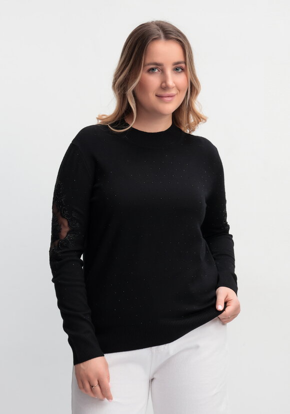 Джемпер со стразами и декоративной вставкой шир.  580, рис. 7