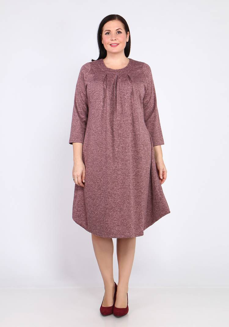 Платье-миди однотонное с длинным рукавом шир.  750, рис. 9