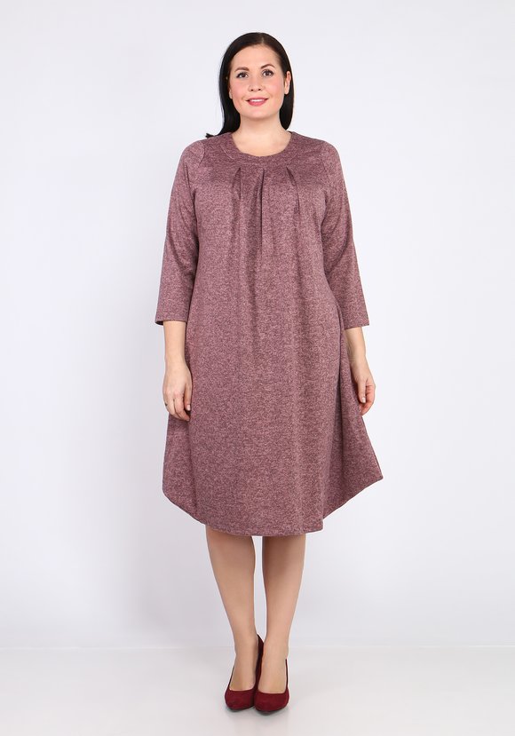 Платье-миди однотонное с длинным рукавом шир.  580, рис. 9