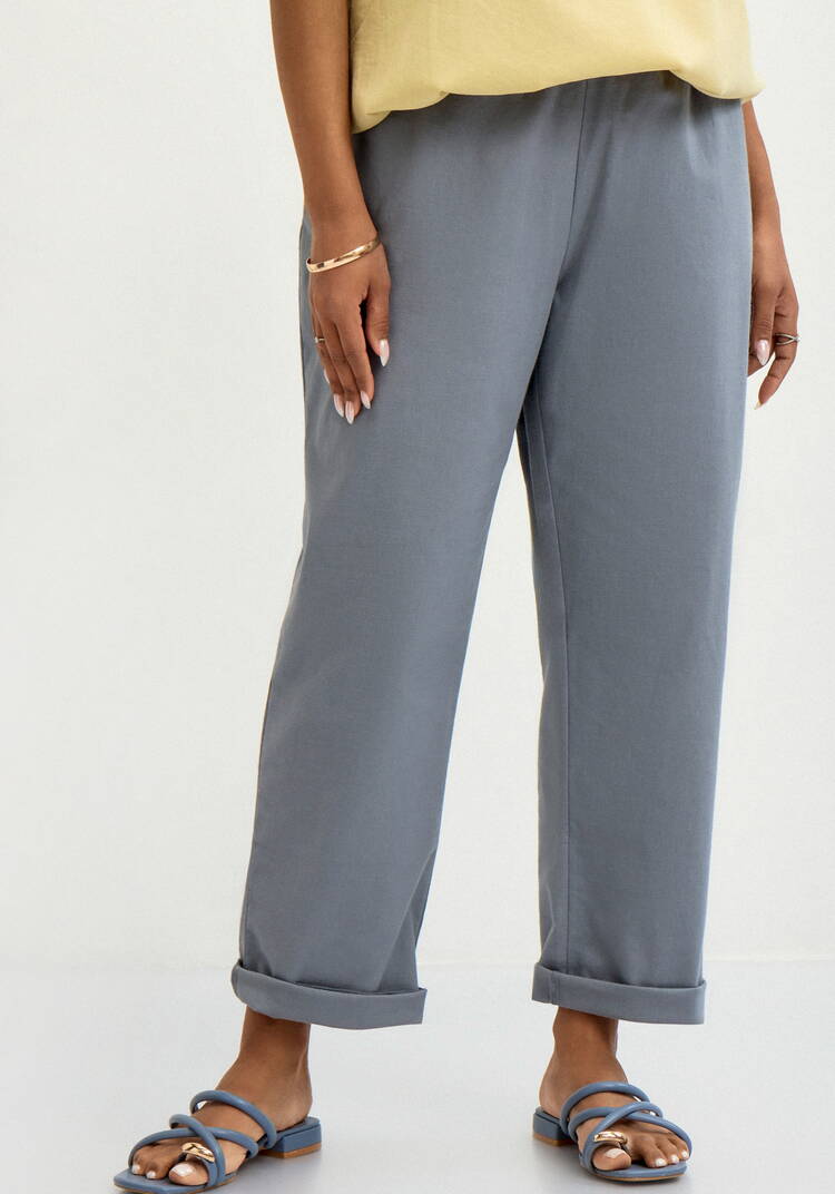 Брюки прямые изо льна с карманами шир.  750, рис. 10