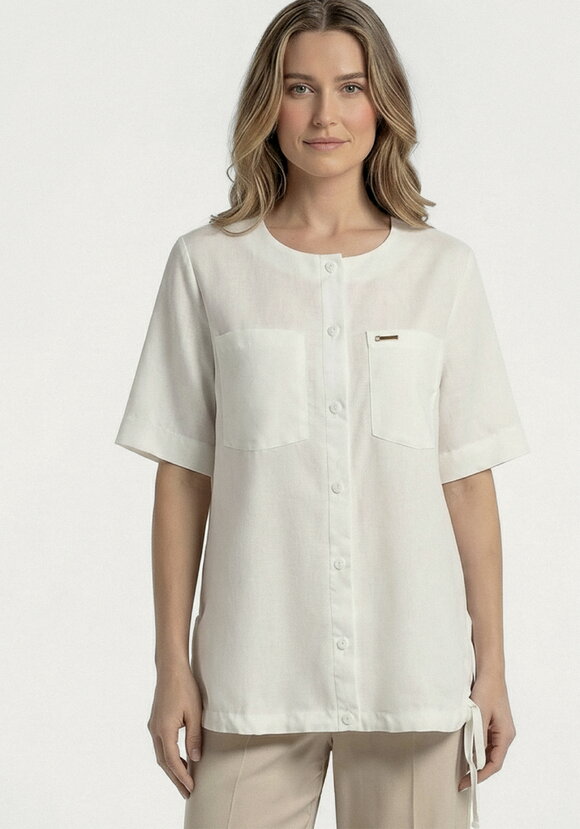 Блуза из льна на кулиске шир.  580, рис. 4