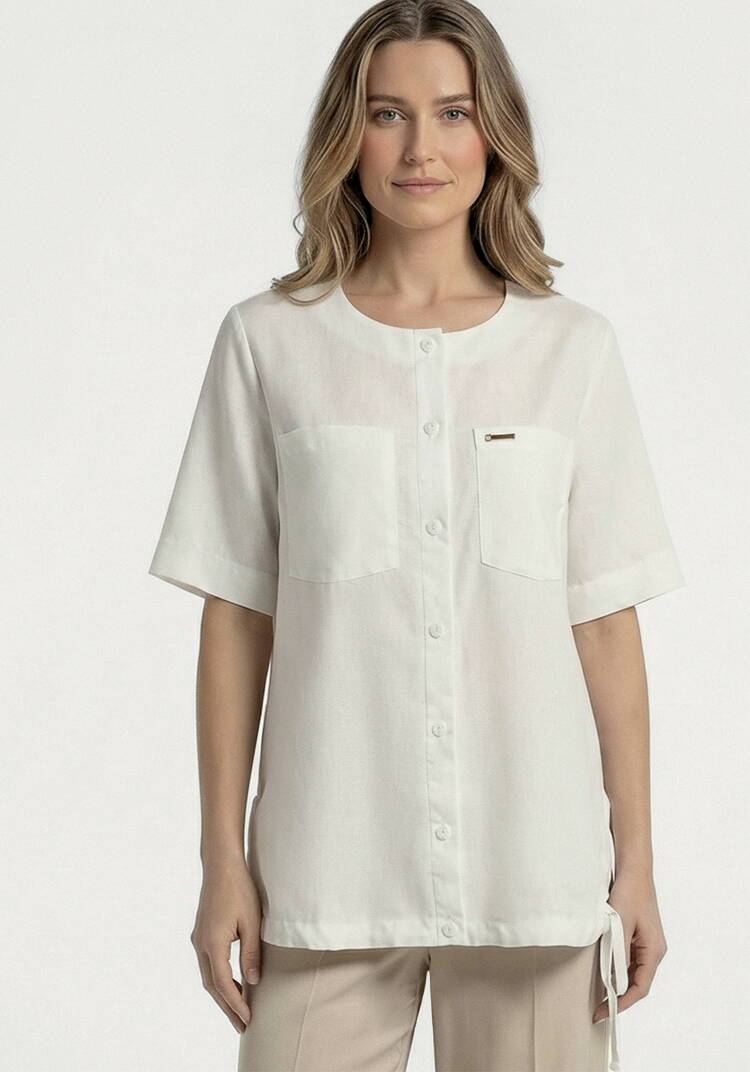 Блуза из льна на кулиске шир.  750, рис. 4