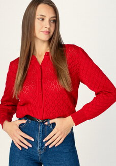 Кардиган ажурный с обтянутыми пуговицами