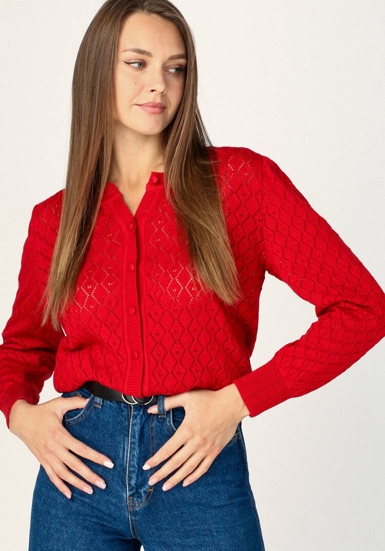 Кардиган ажурный с обтянутыми пуговицами шир.  750, рис. 23